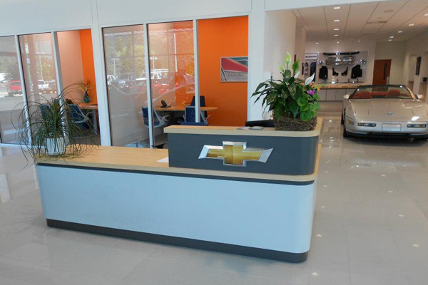 Chevy dealership desk | Young Construction Group Project