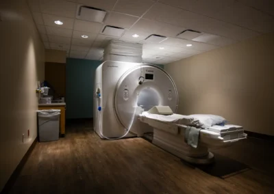 Canon MRI machine in dim clinic room