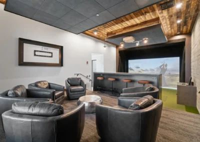 lounge with golf simulator